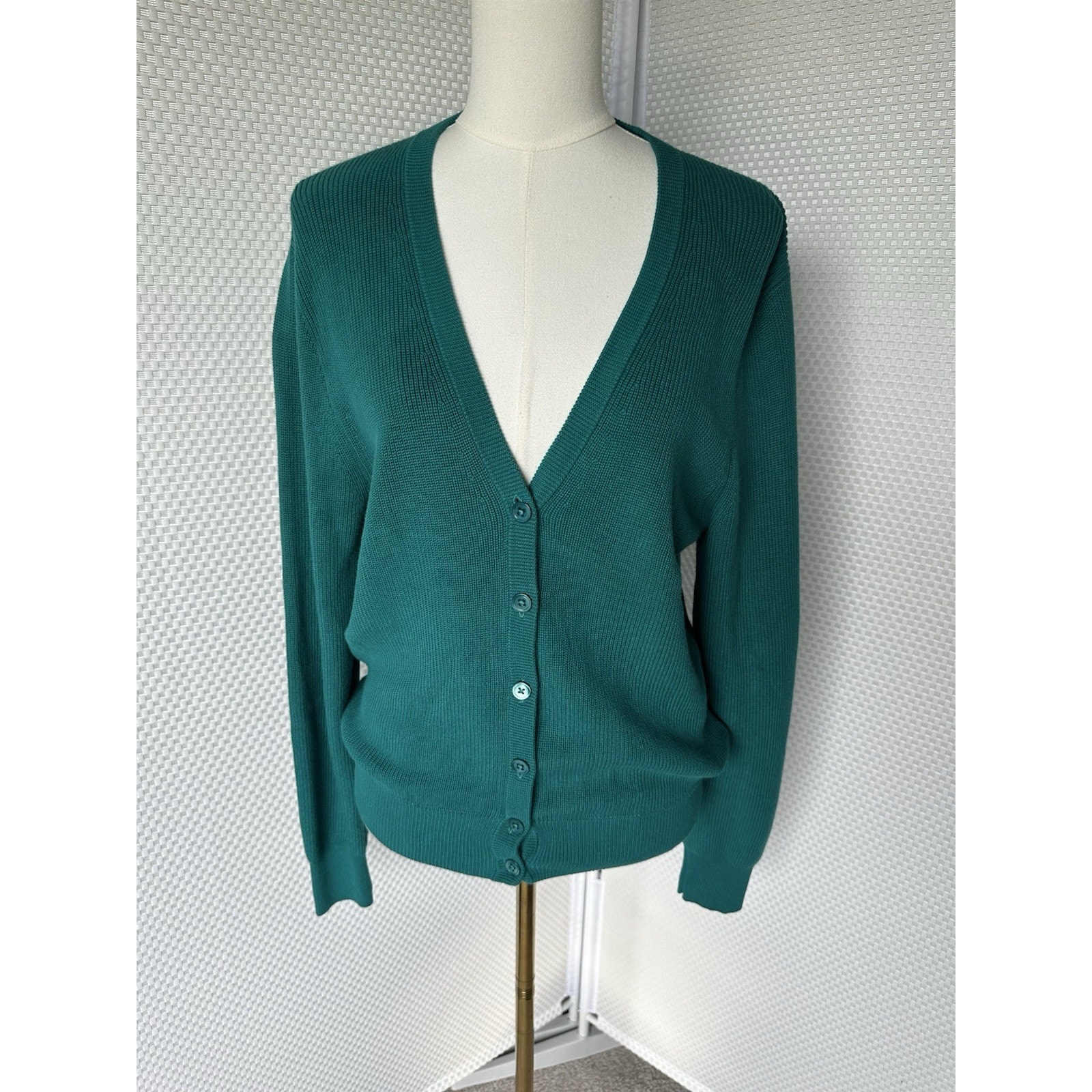 J. Crew Factory Teal V-Neck Cotton Cardigan
